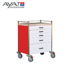 Five Drawers Hospital Used Medicine Trolley